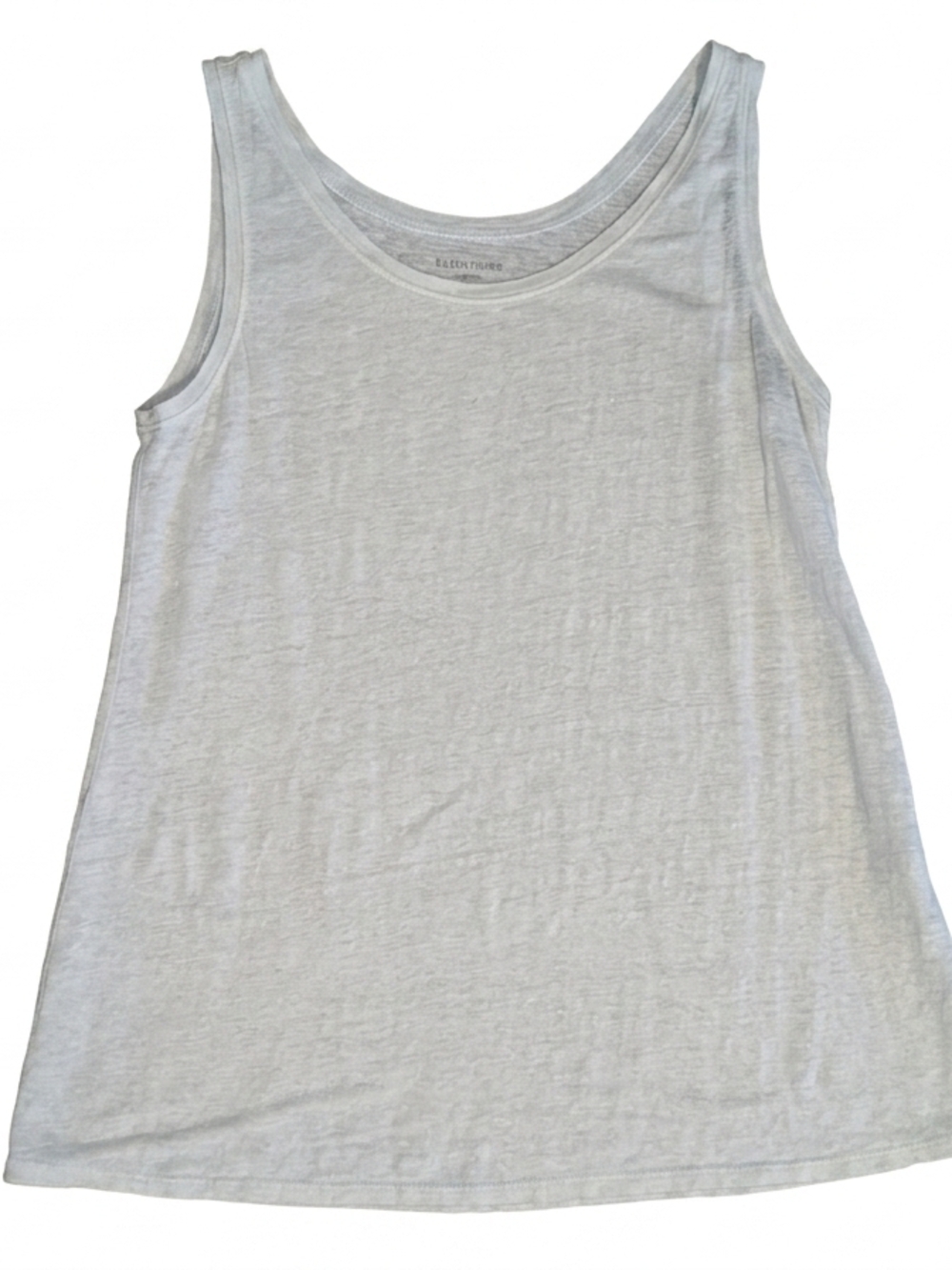 Eileen Fisher Organic Linen Tank Top | White Scoop Neck Shell Small
